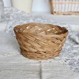 Vintage Round Natural Wicker Basket - Rustic Cross Weave