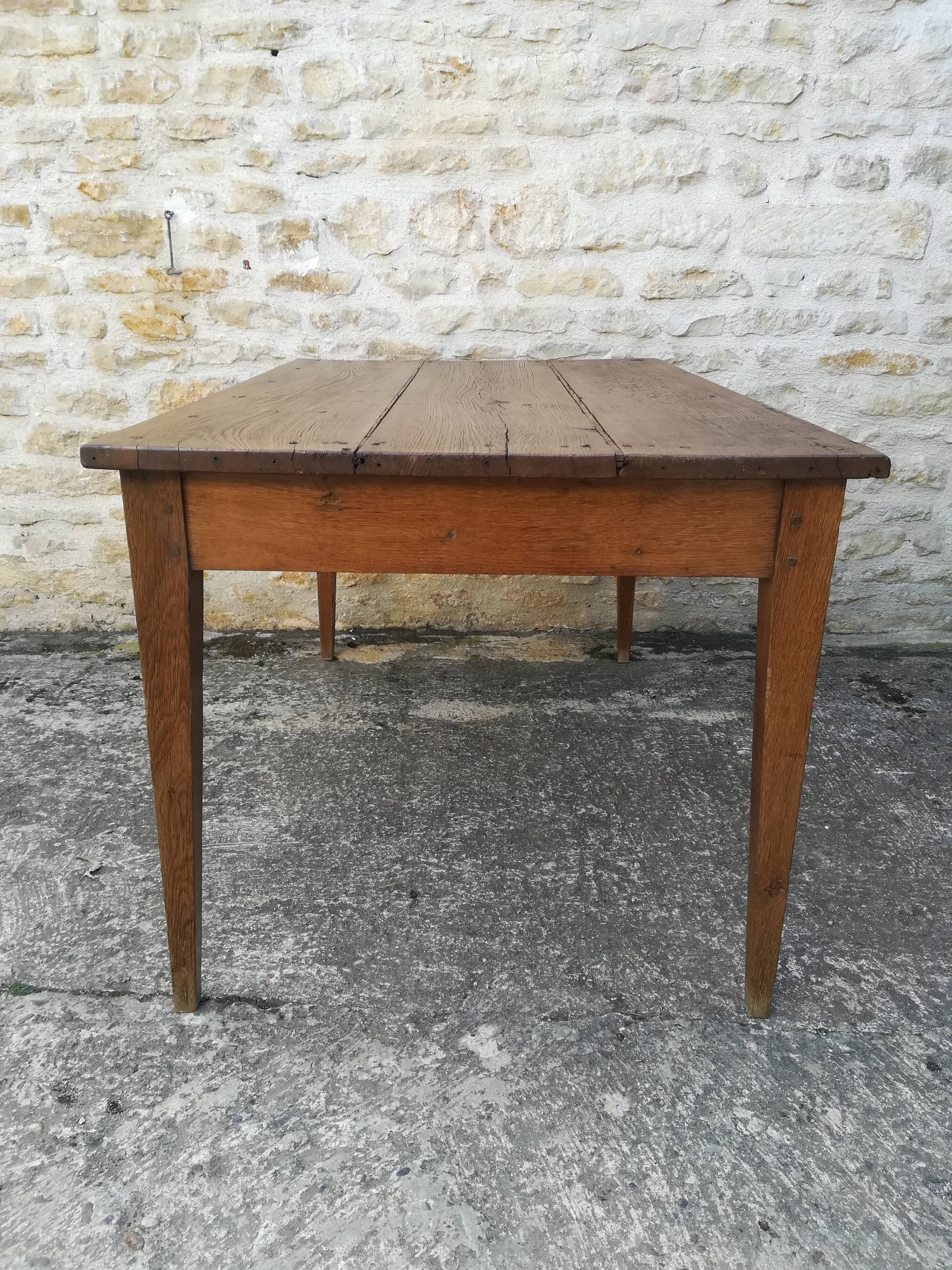 Oak farmhouse table two drawers