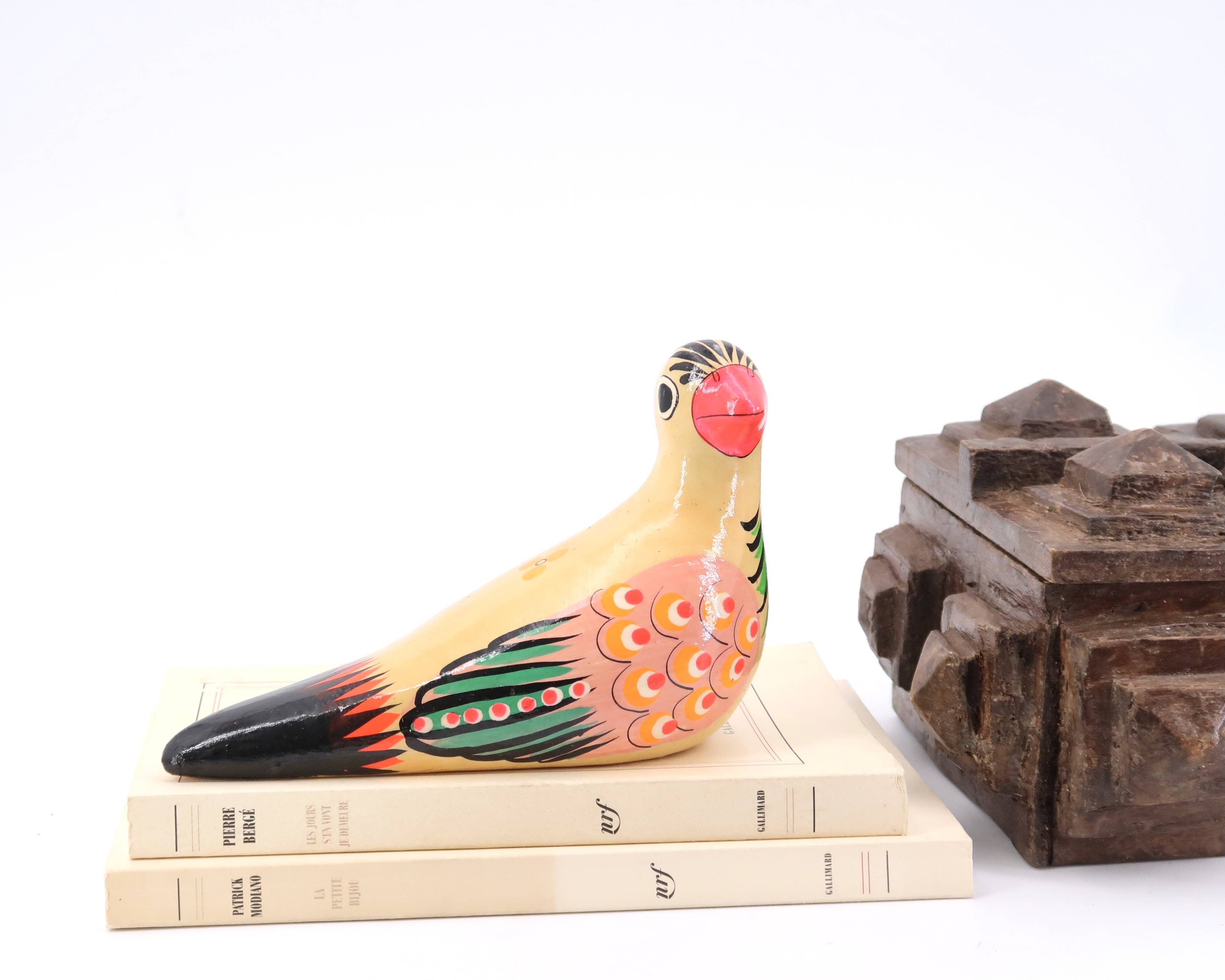 Mexican bird in Tonola painted ceramic