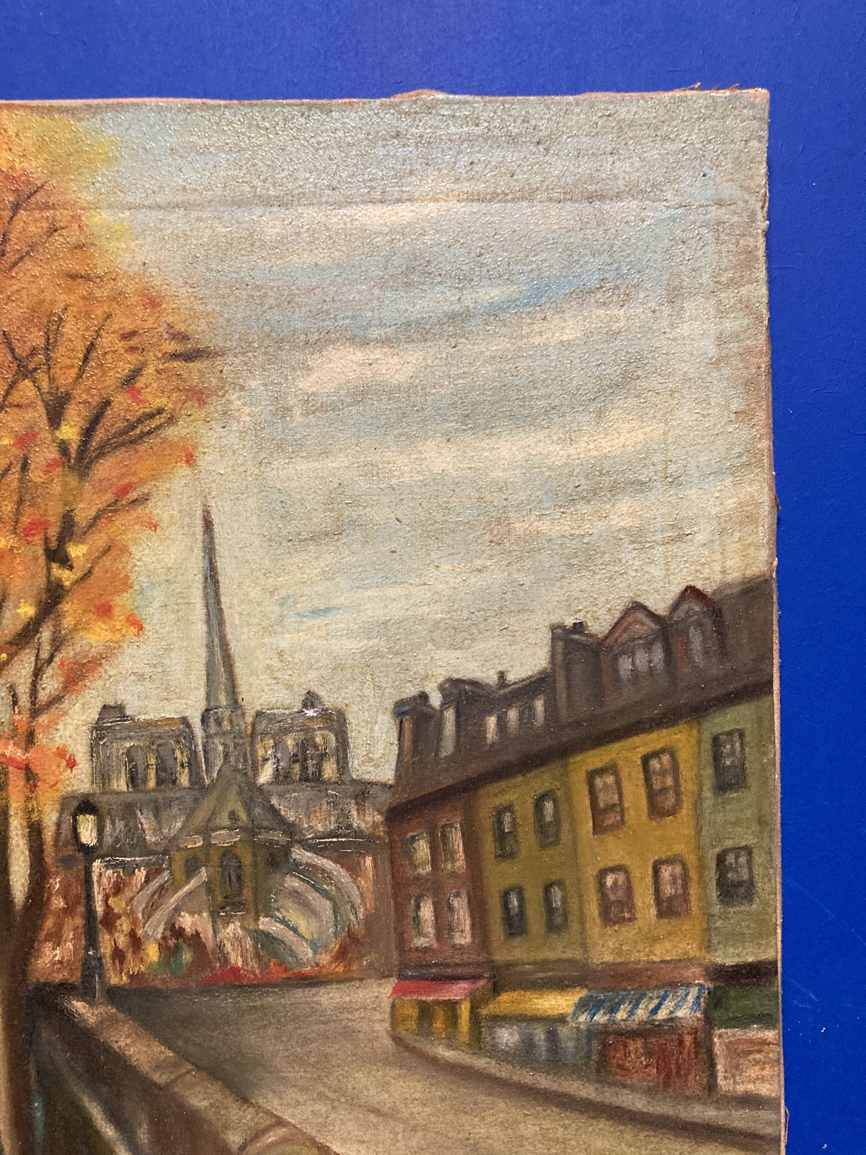 Robert morin, les quais de notre-dame de paris, huile sur toile