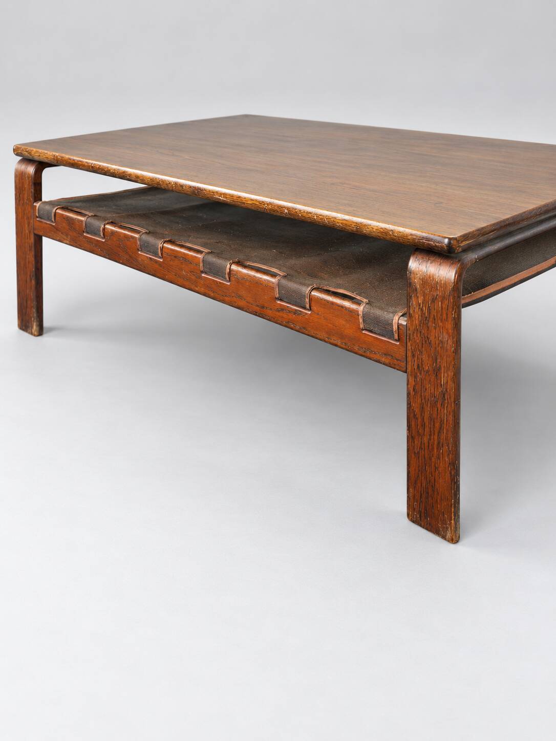 Vintage Brutalist coffee table made of wenge wood, crafted in the 1970s