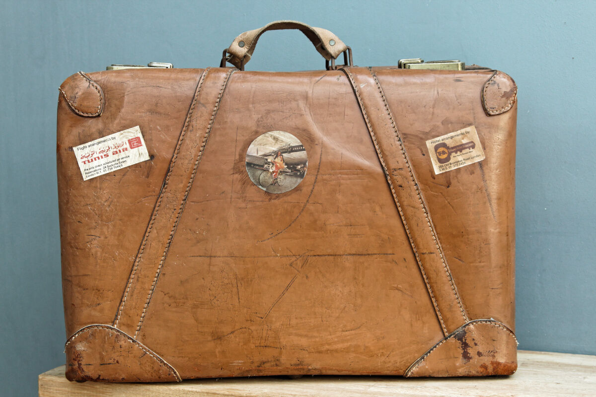 Leather suitcase, 50s