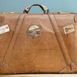 Valise en cuir années 50