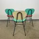 Set of 3 two-tone formica chairs from the 50s