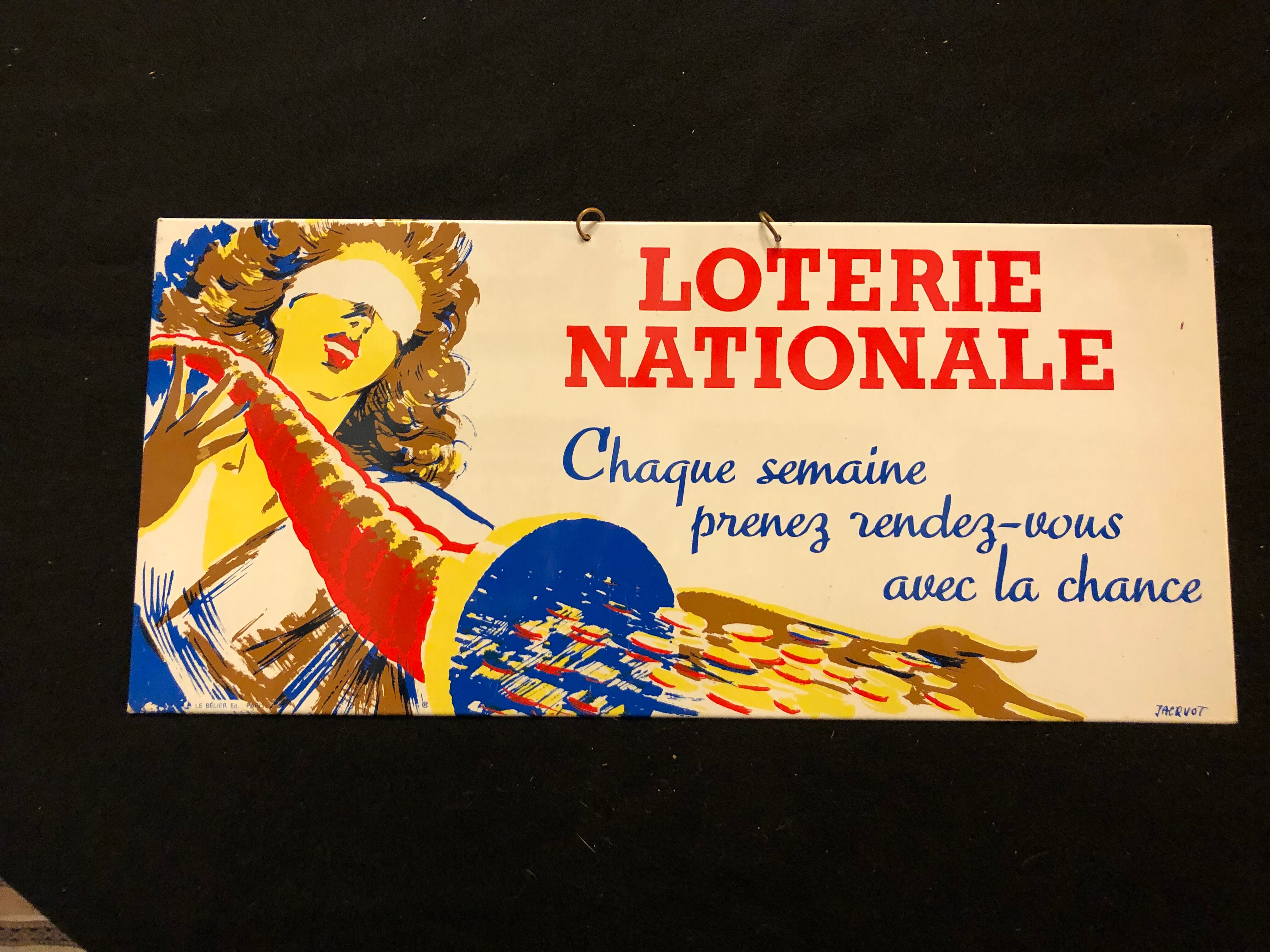 Sheet metal advertising plate - National Lottery-