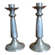 Pair of old Chinese candlesticks in engraved pewter