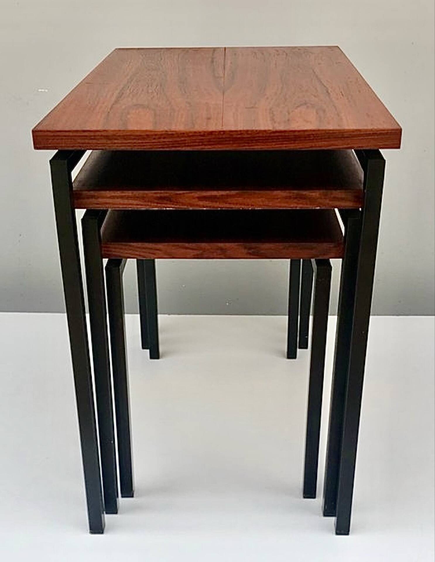 Nest Tables in Teak and Black Iron by Cees Braakman for Pastoe, year