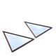 2 x oak wood triangle mirror / facet cut edges