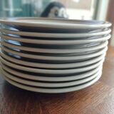 10 assiettes à dessert - Longchamp - Grises et chocolat
