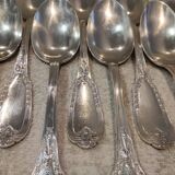 12 silver-plated metal soup spoons by Ravinet & Cie, Empire 81.