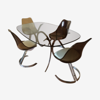 Ensemble table et 4 chaises Boris Tabacoff 1970