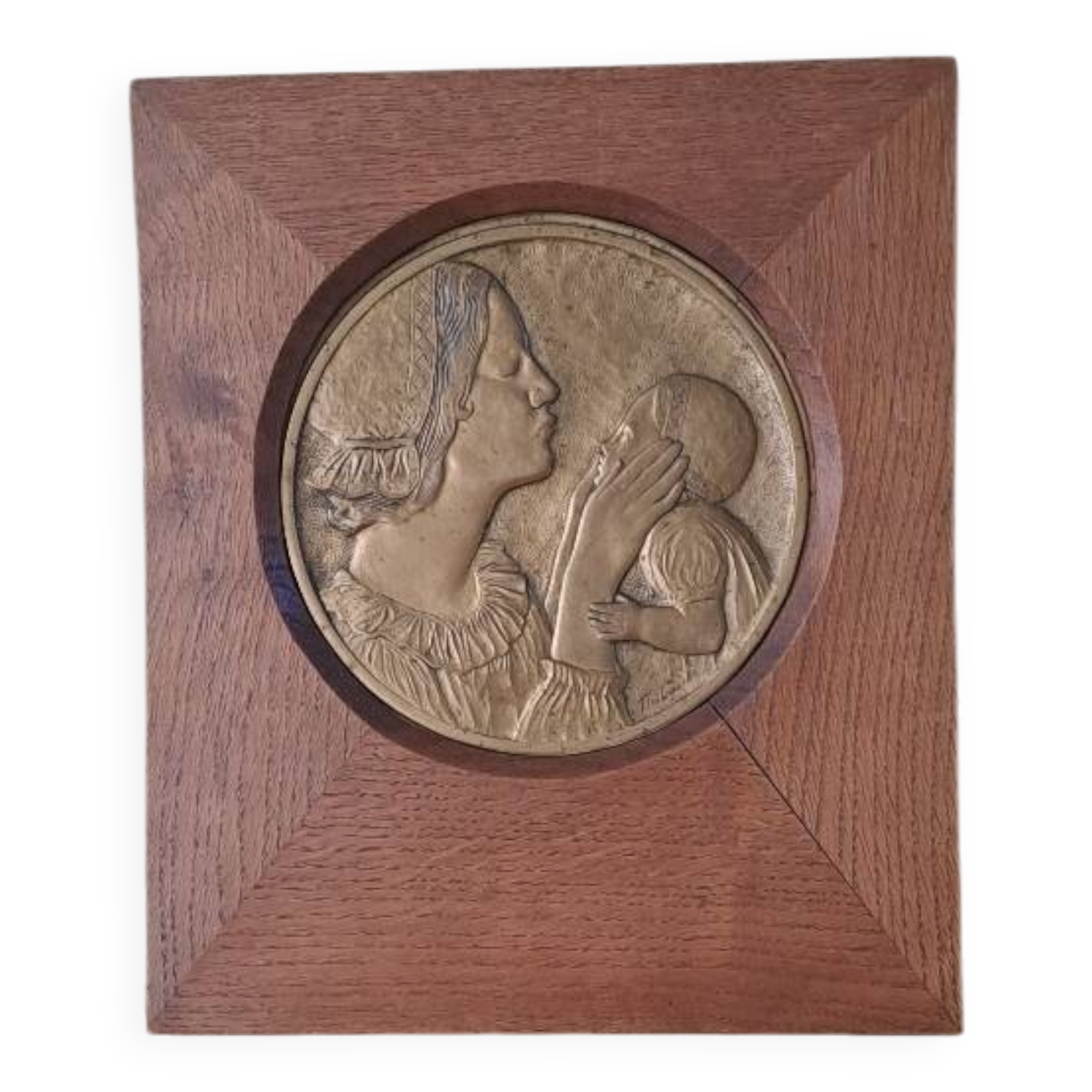 Art Deco bronze sculpture "Maternity" signed Thibault