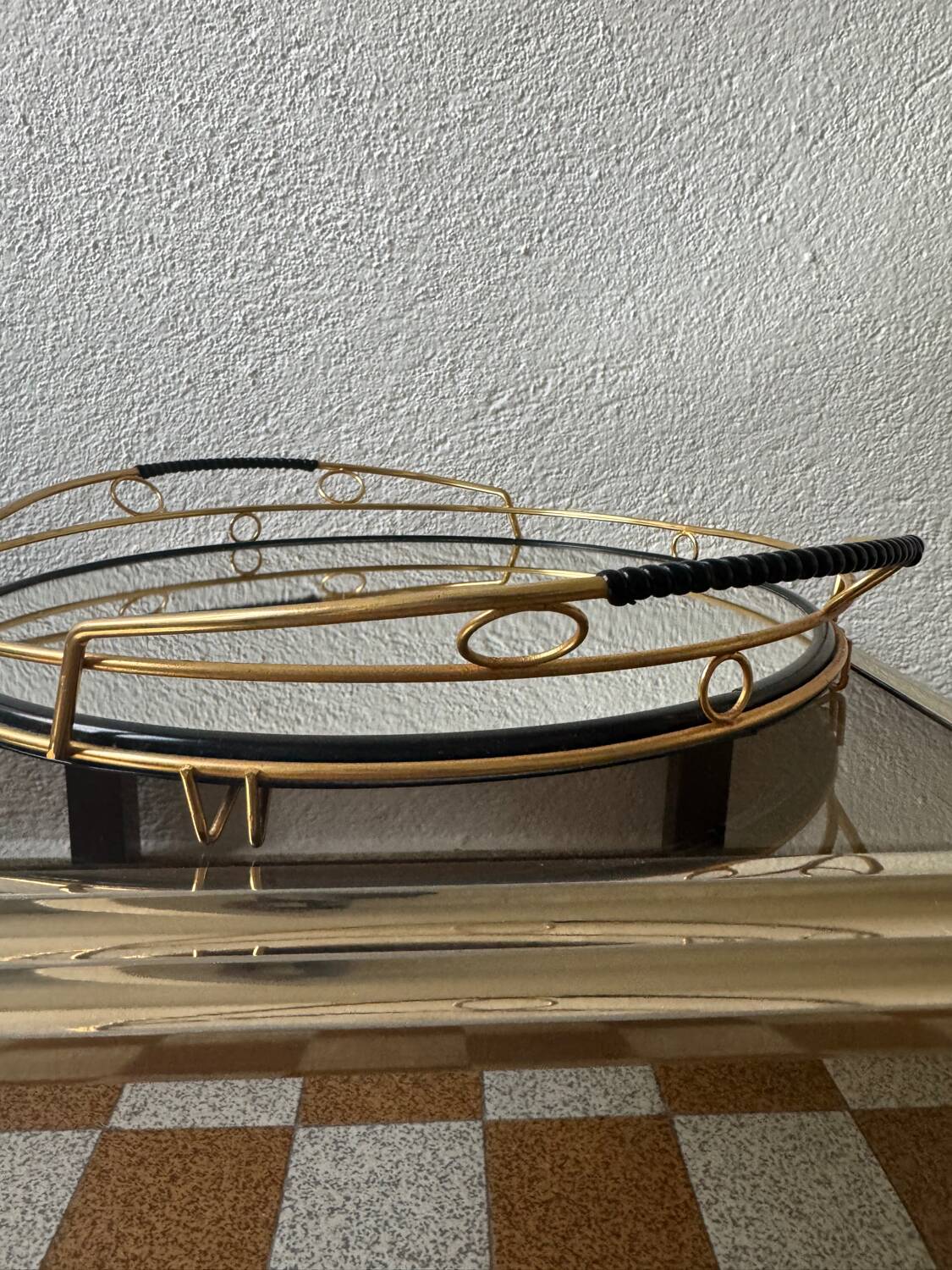 Plateau miroir laiton années 60