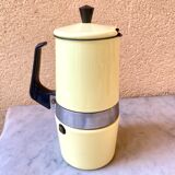 Italian coffee maker enamelled vintage yellow 70s