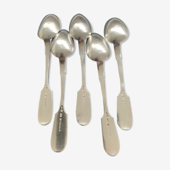5 small spoons solid silver punch Russia Nicholas ll, weight 155grs