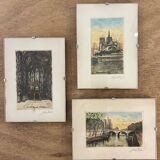 Set of 3 engravings from Paris, early 20th century, signed Gautier