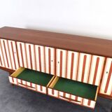 Mid-Century Op-Art Hand-Painted Teak Sideboard, 1960s