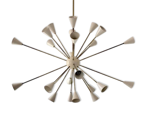 Lustre Sputnik en laiton 24 lumières couleur blanc
