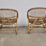 1960s pair of rattan armchairs