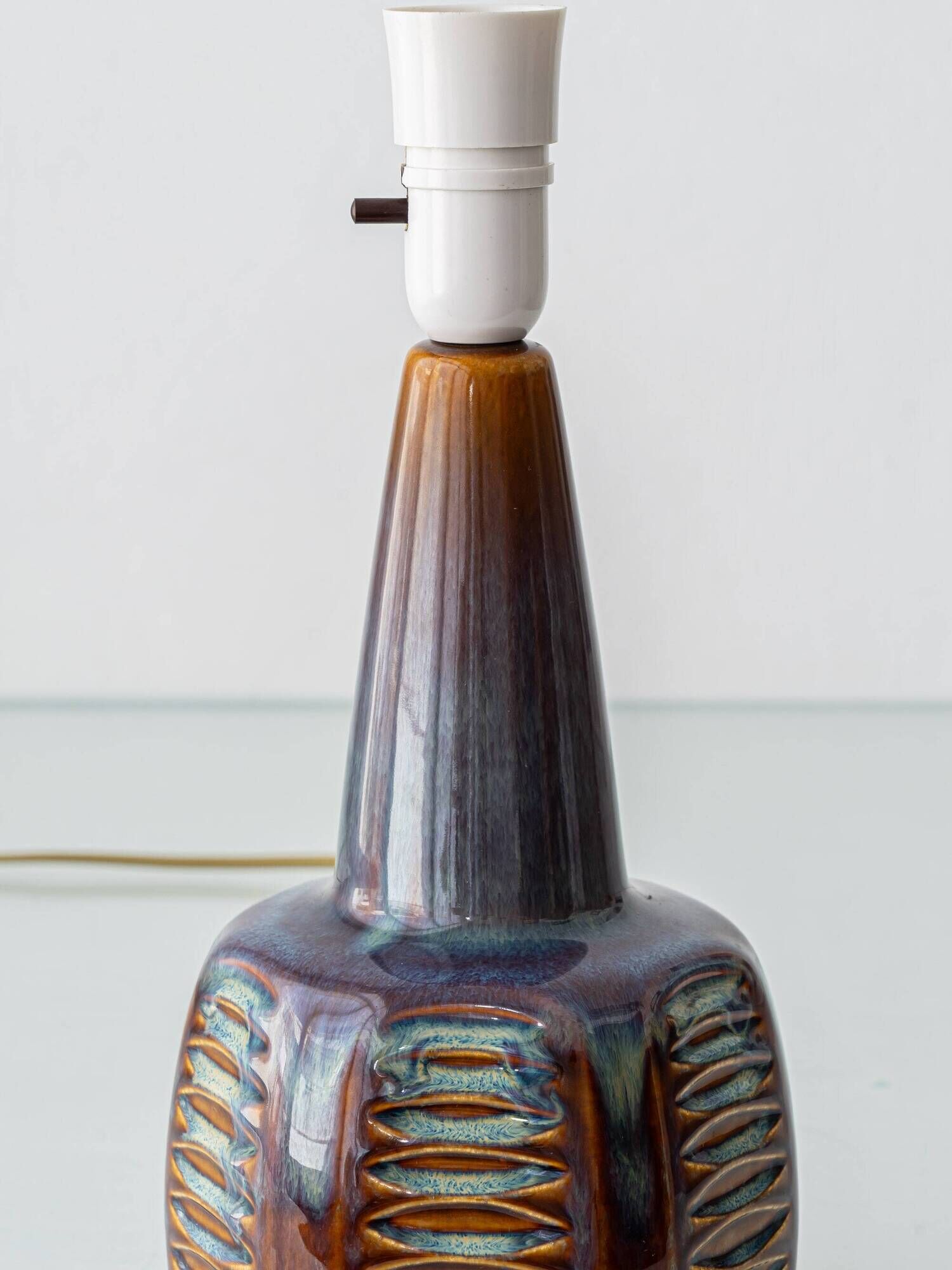 Søholm Danish Modern Stoneware Table Lamp, Brown and Blue Glaze, New Shade