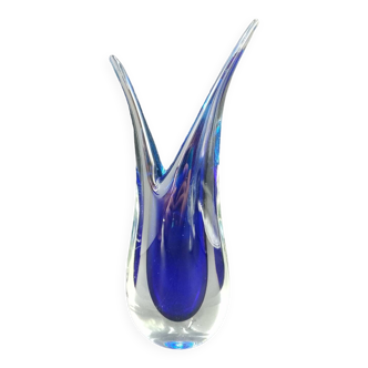 Vase vintage en verre Sommerso Murano par Flavio Poli pour Seguso, Italie 1960