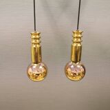 Frimann Goldstar pendant lights made by Philips in the 1970s. Model SPYBALL