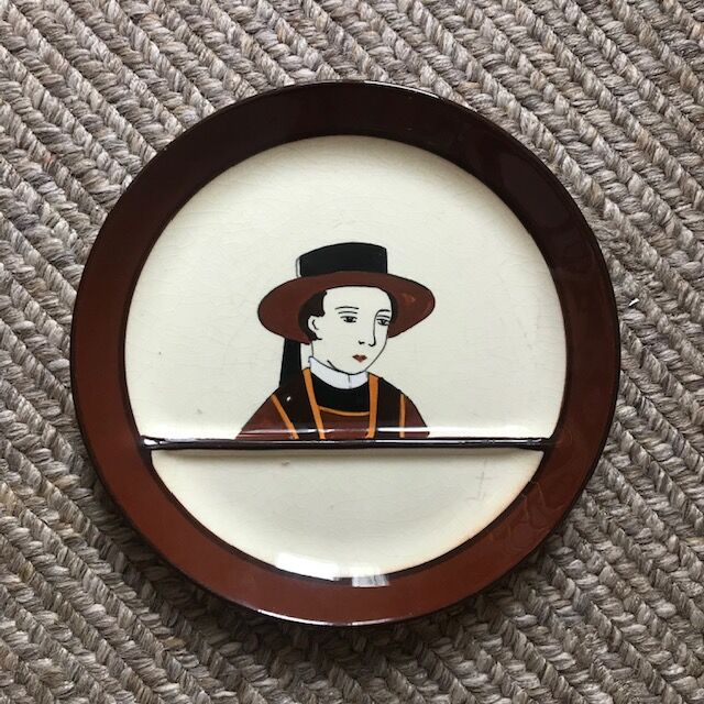 set of 2 asparagus plates HB Quimper Breton character