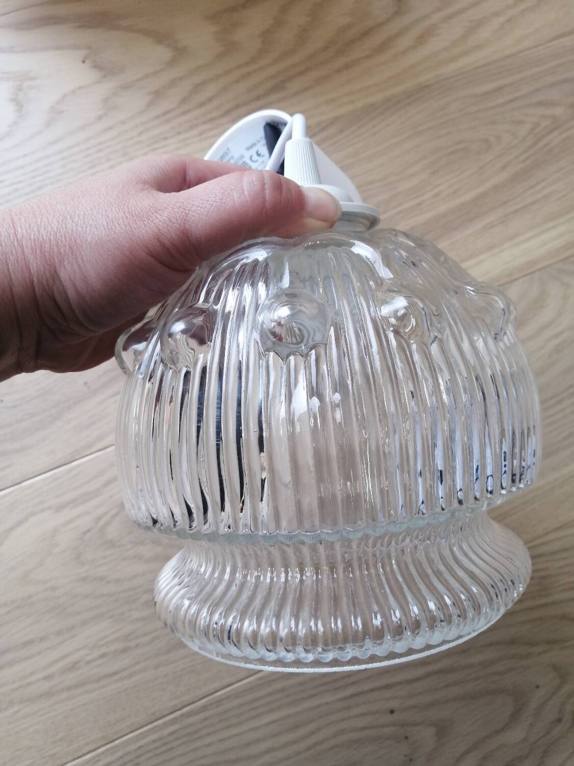 Vintage molded glass pendant light