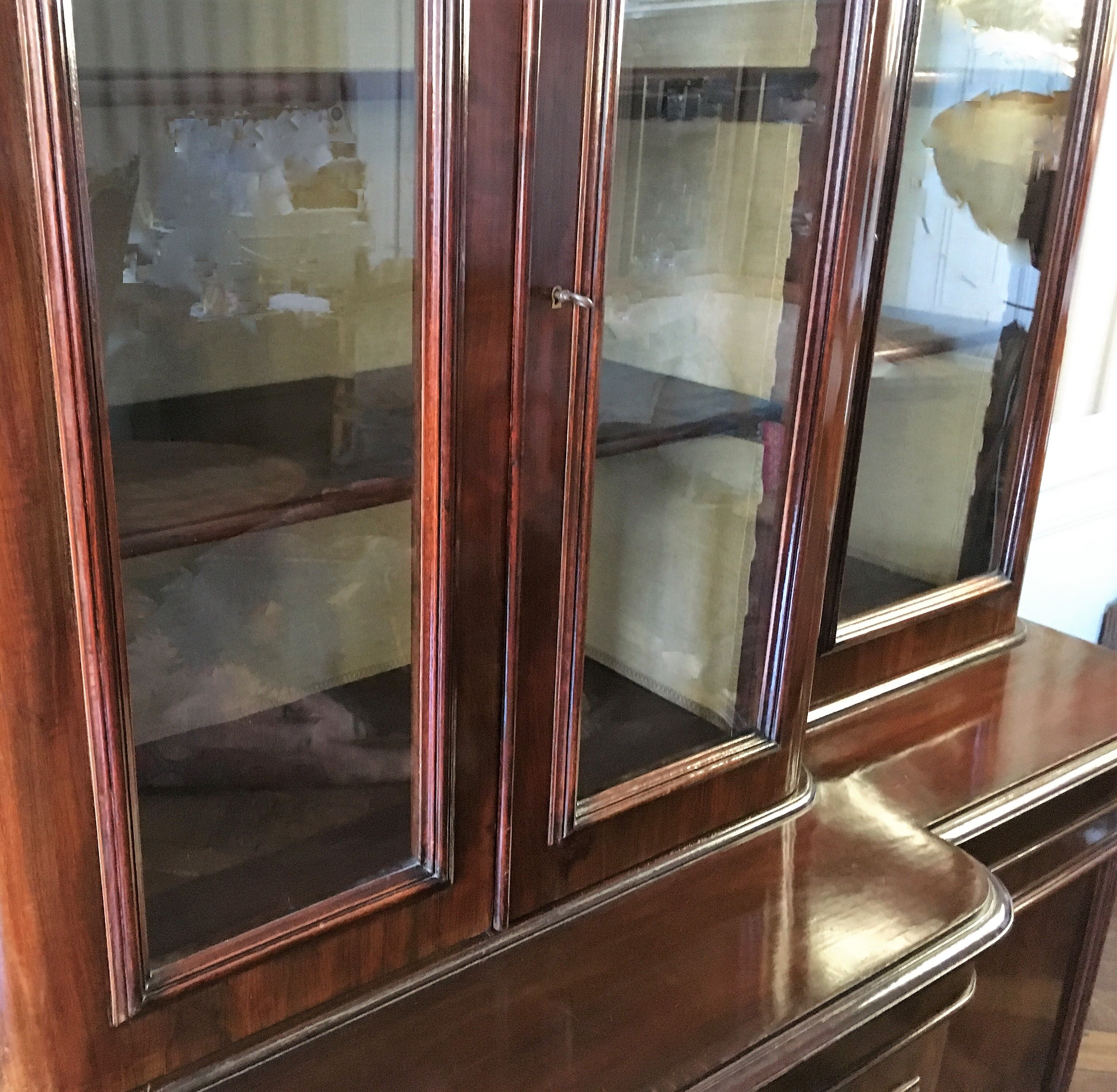 Stamped Victorian bookcase Wylie & Lochhead mahogany end XIX