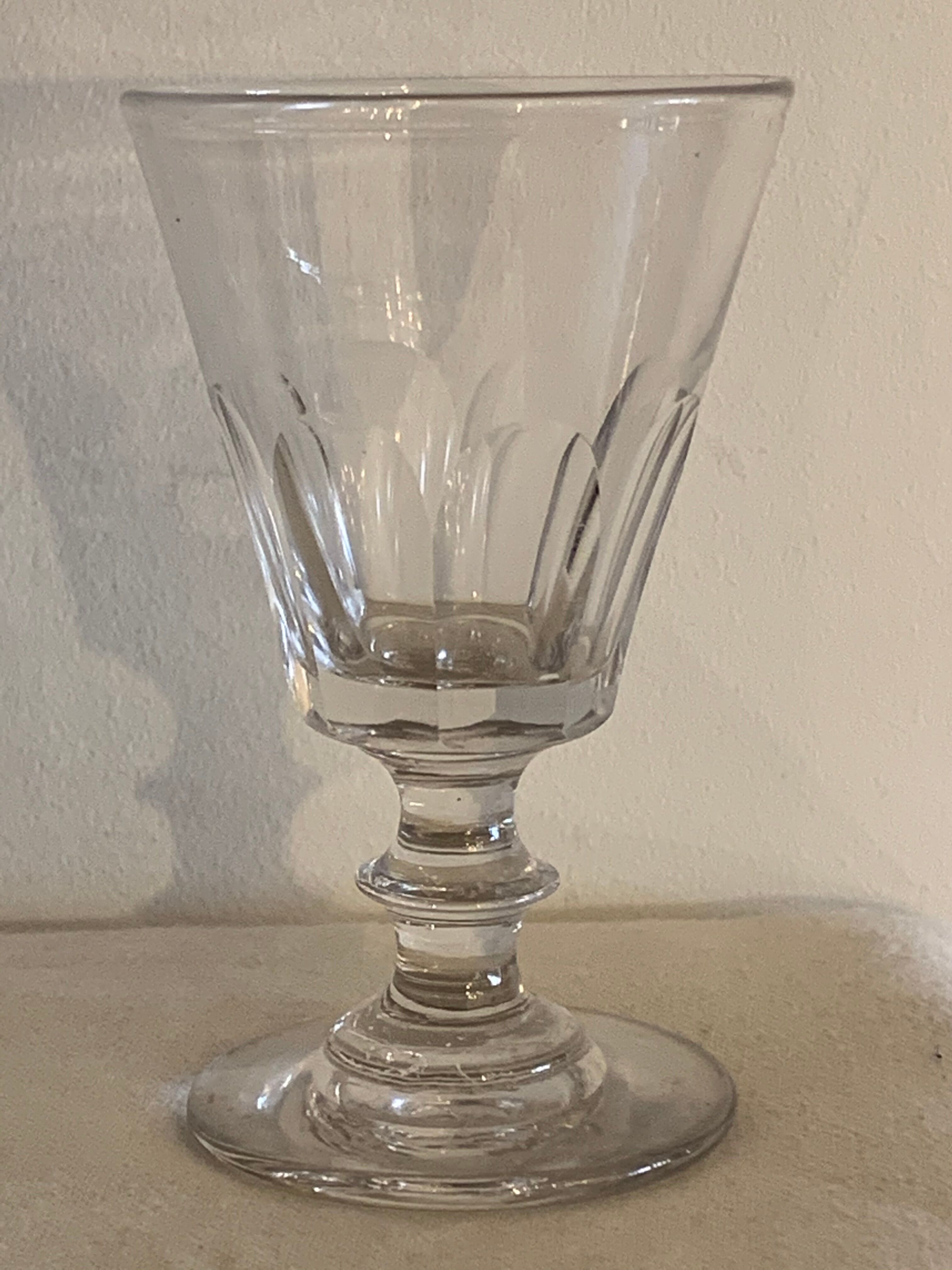 7 glasses on foot old glass bubbled and blown 19th century