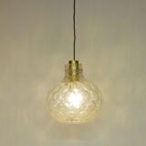 Vintage thick glass suspension by Glashette Limburg 1960s