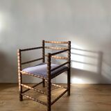 turned wood spool armchair velvet