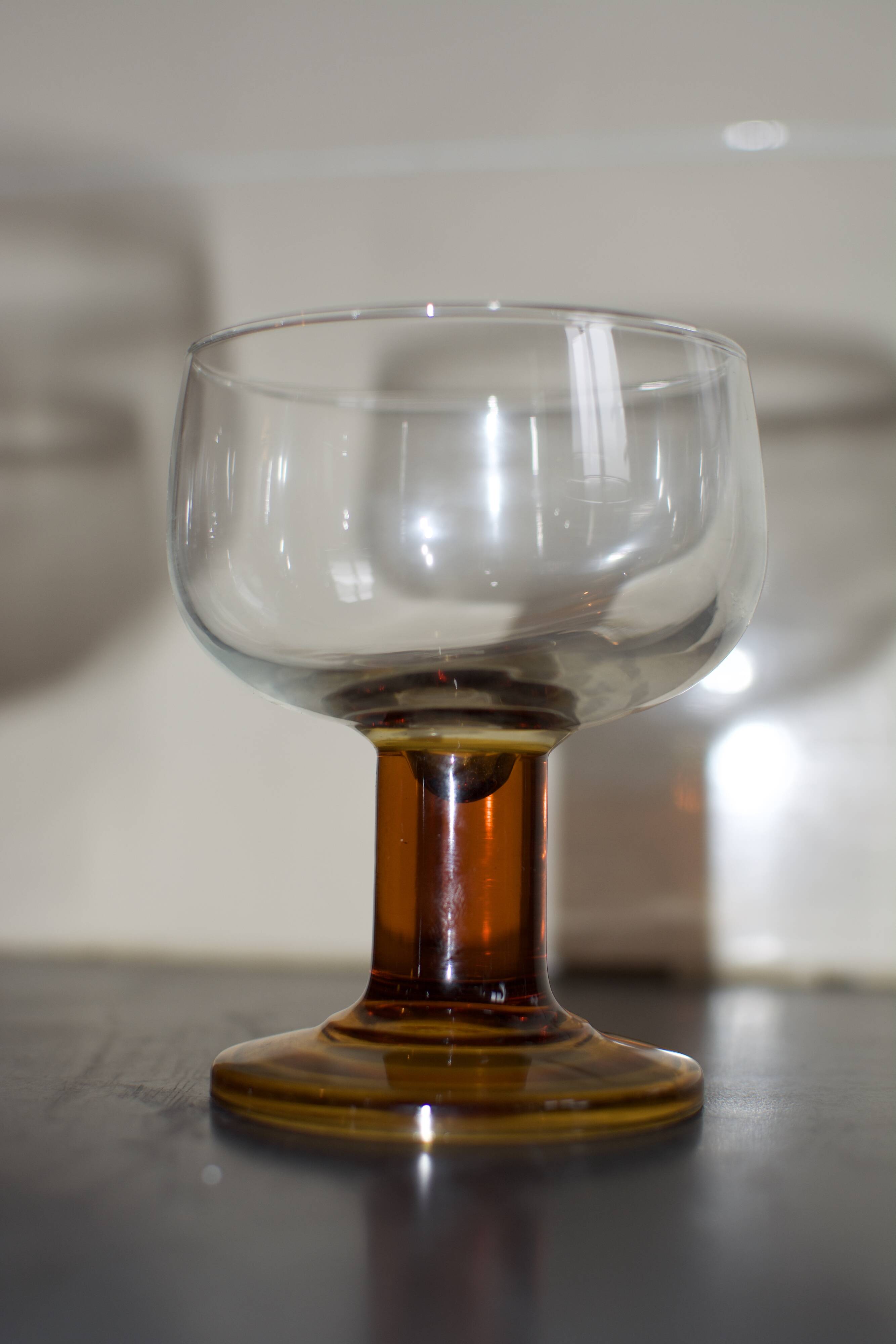 Vintage 70s glasses with amber block feet