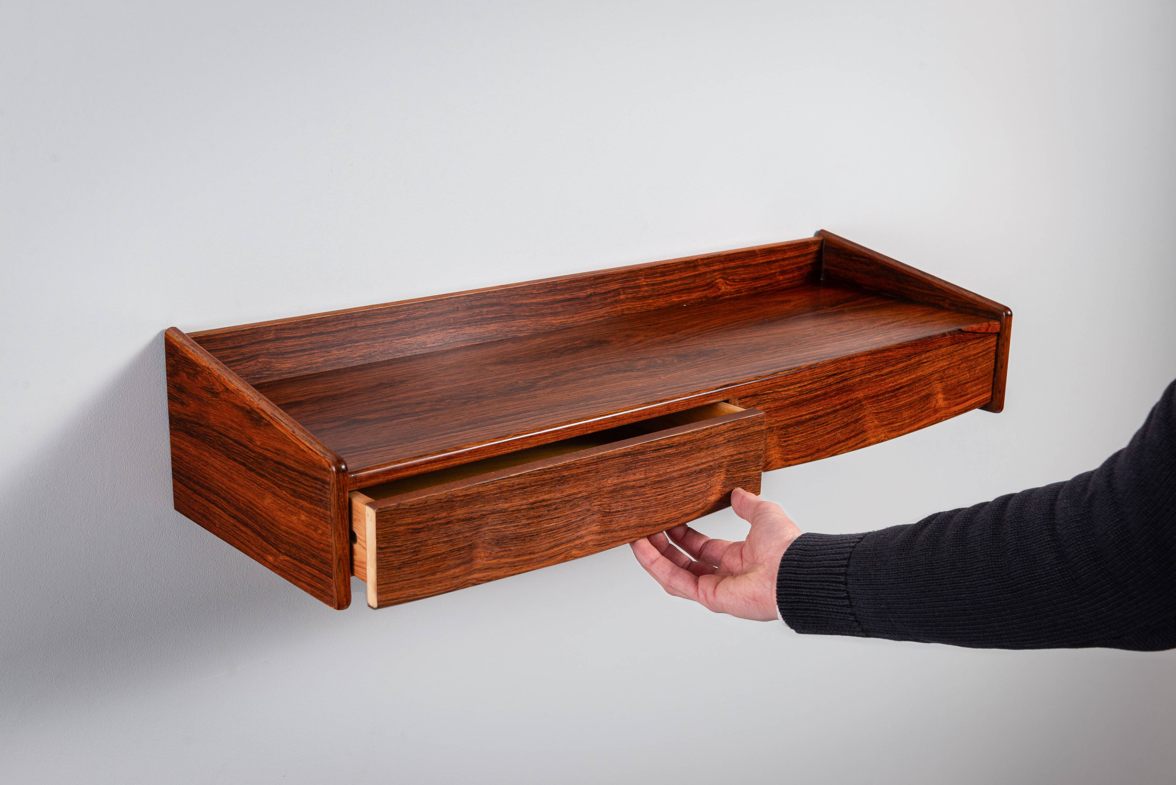 Rosewood wall console with two drawers