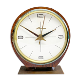 Mid century teak & brass lizana clock, vintage electric table clock