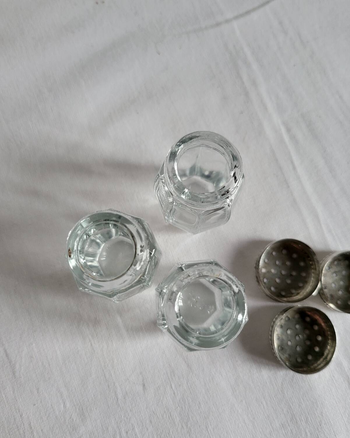 3 Antique Salt Cellars Silver Cork Crab Mark