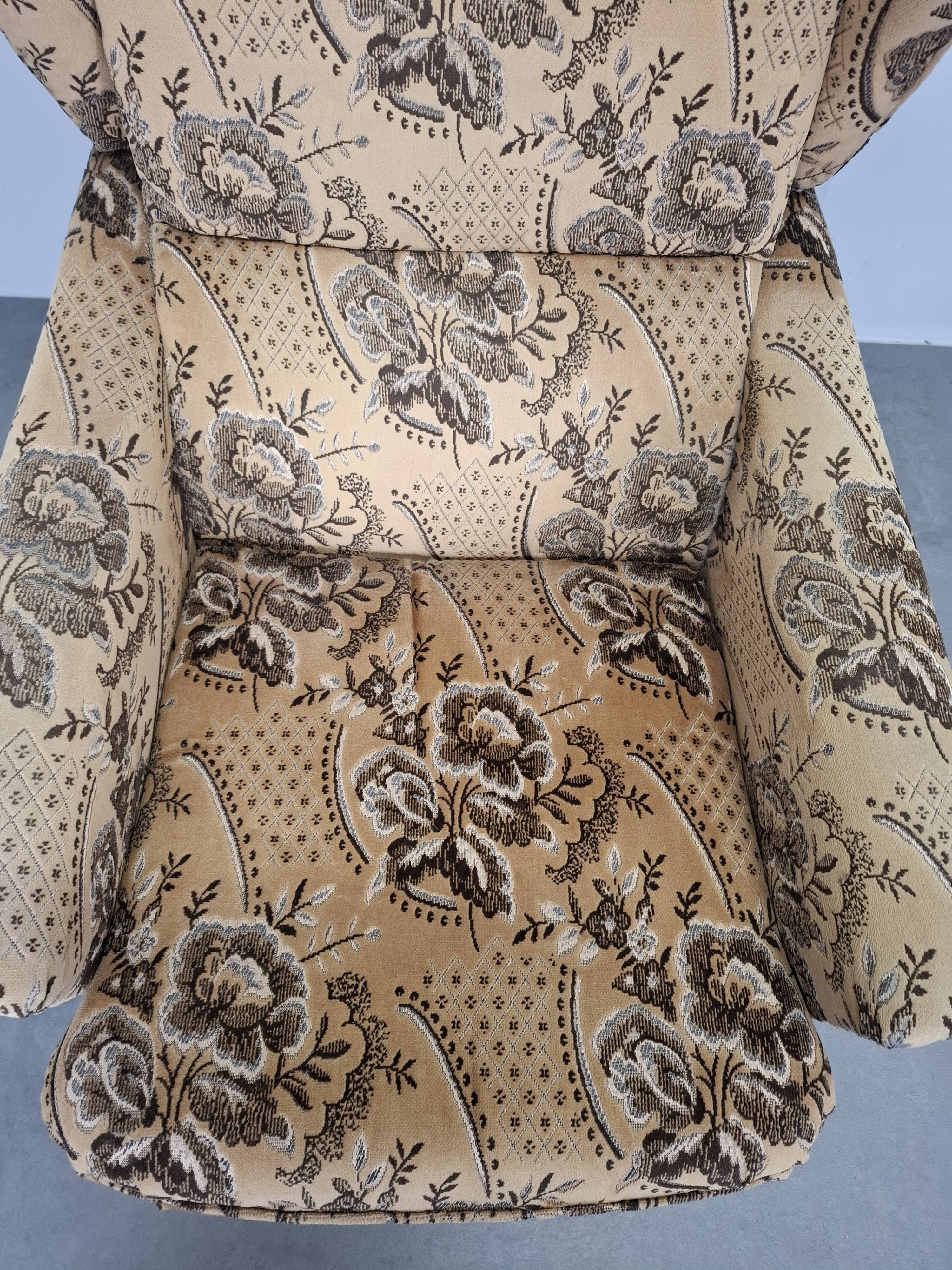 Mid-Century Czechoslovak Plush Wingback Recliner Chair, 1970s