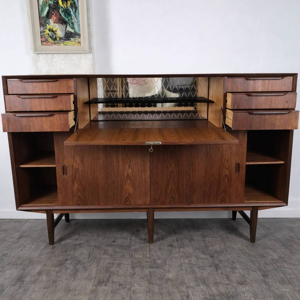 Teak sideboard with drawers and doors, Denmark, 1960.