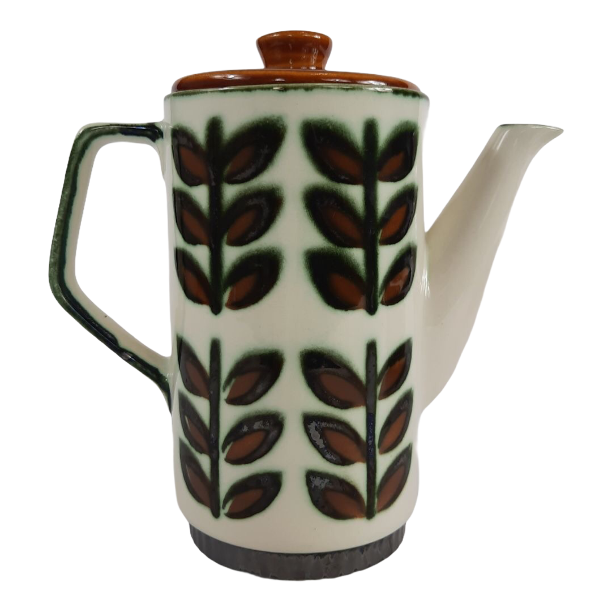 Tea service for Six vintage boch pattern brown, white and green