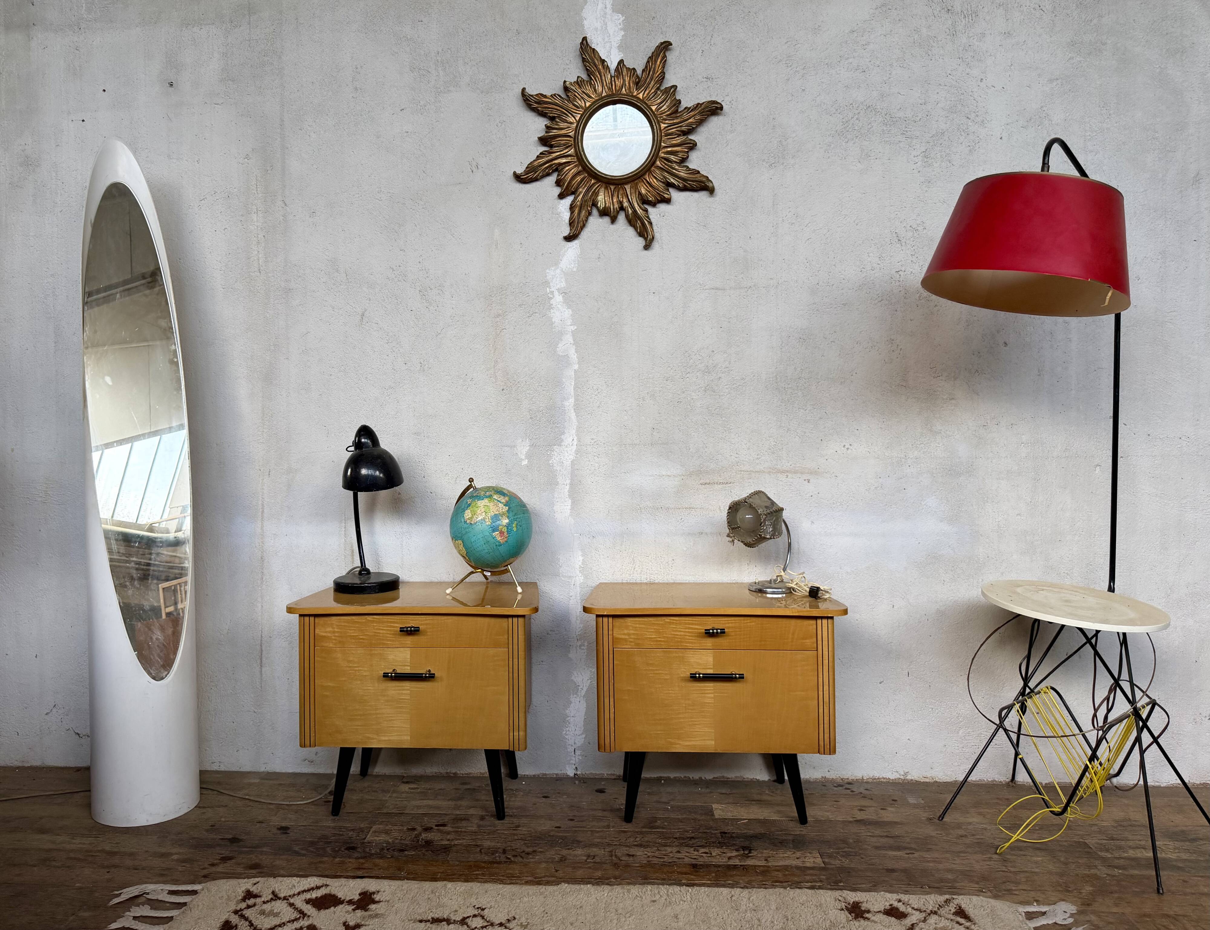 🌟 Vintage 1960s bedside tables – 1 drawer & 1 hinged door 🌟