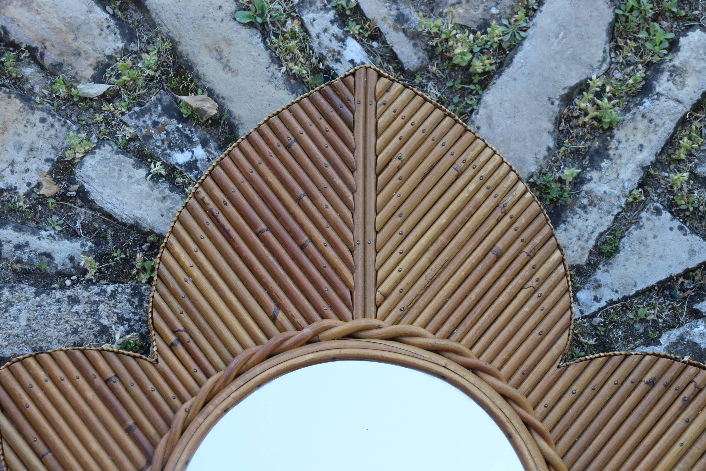 Rattan Mirror by VivaÏ Del Sud Italy 1970