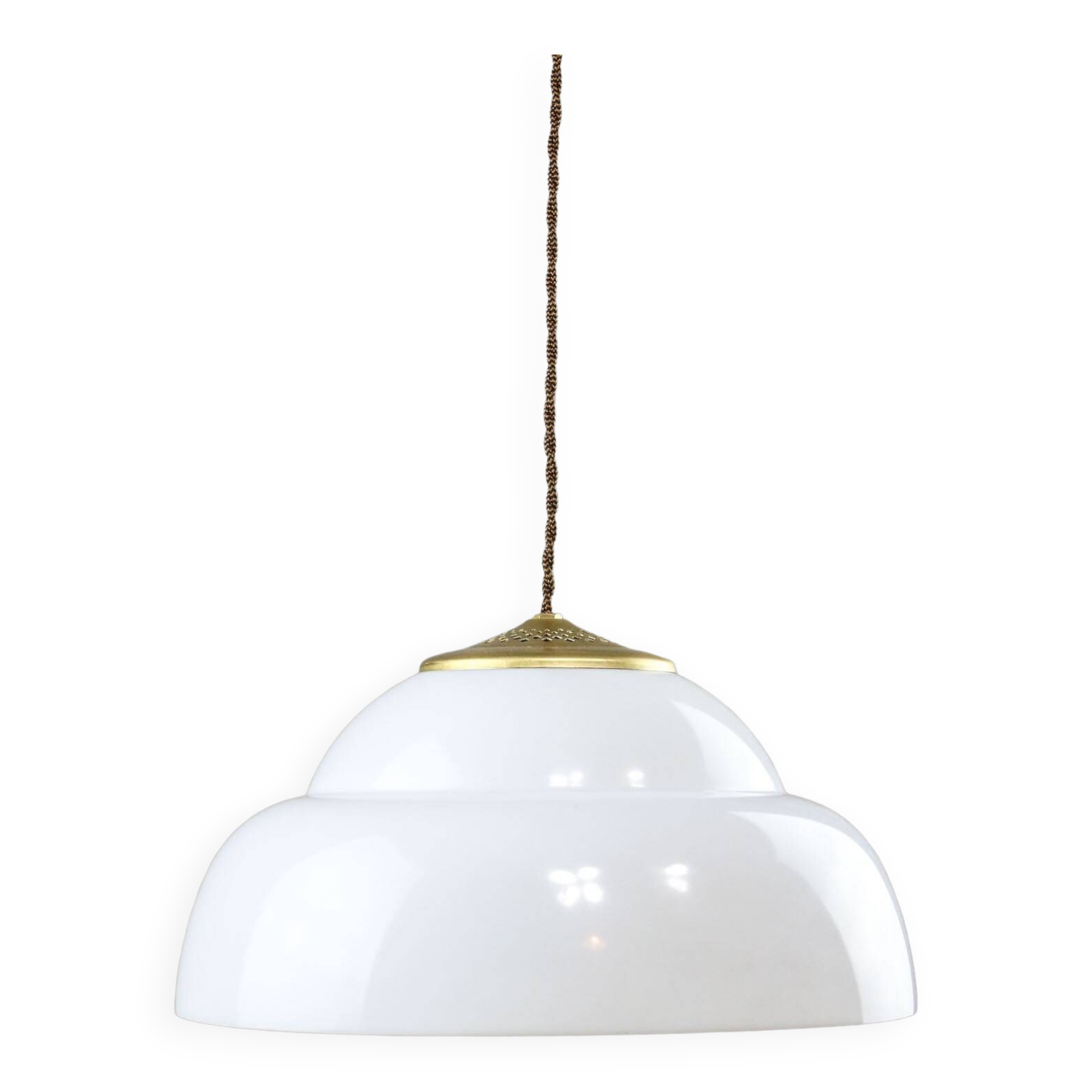Mid-century Italian Brass and Plexiglass Pendant Lamp
