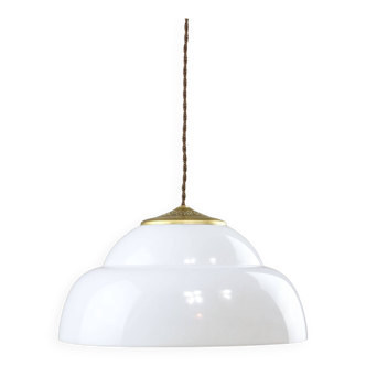 Lampe à suspension mid-century en laiton et plexiglas, italie