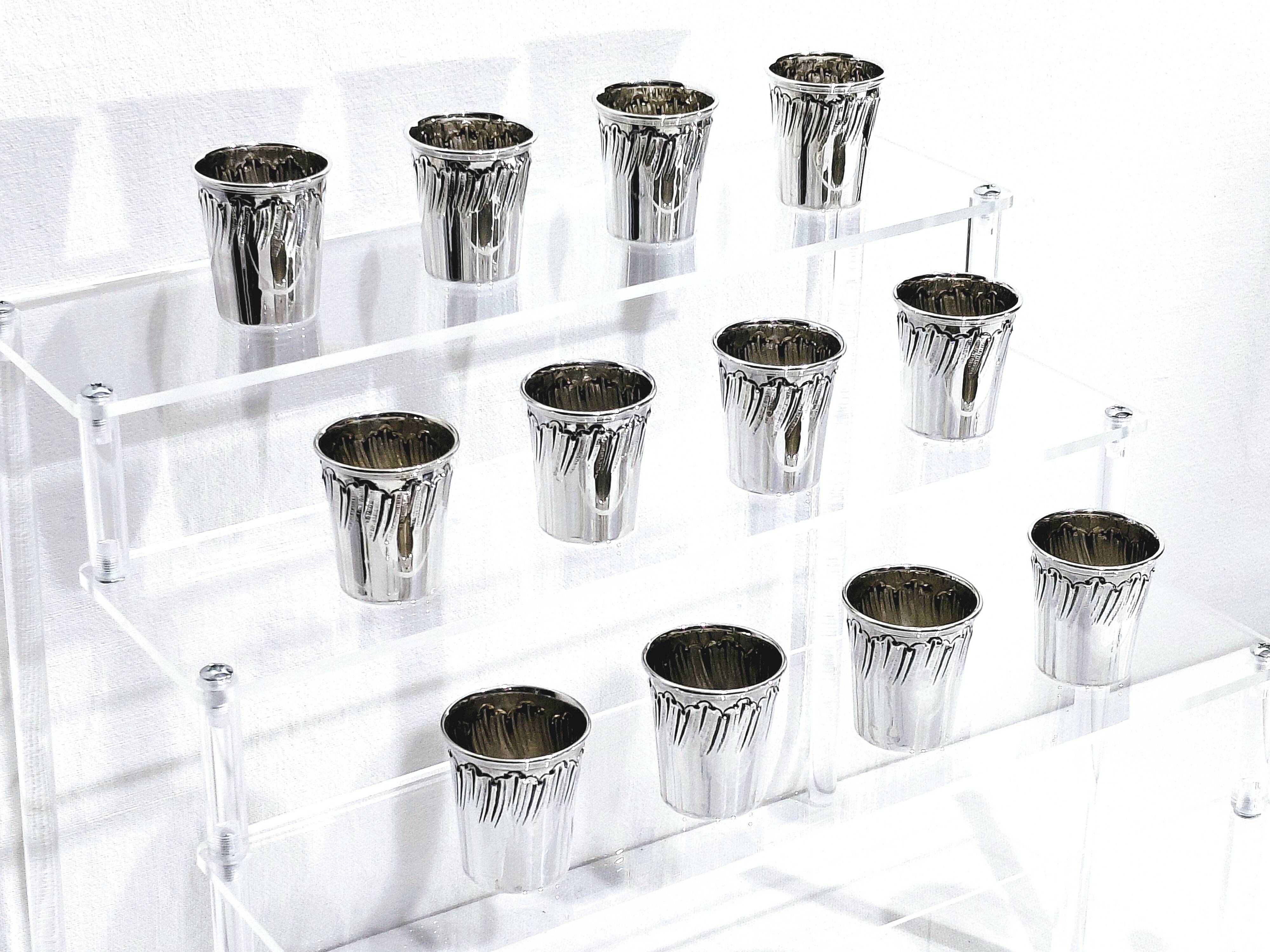 12 silver liqueur glasses