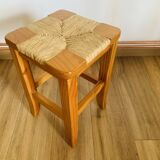 Pine and straw stool