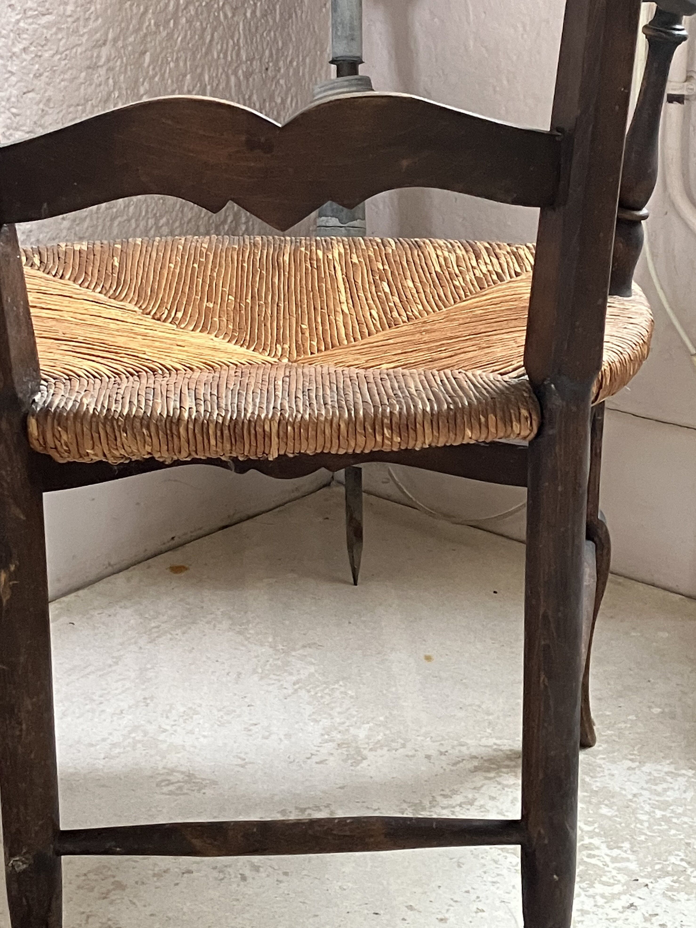 Armchair country paillé XIXth