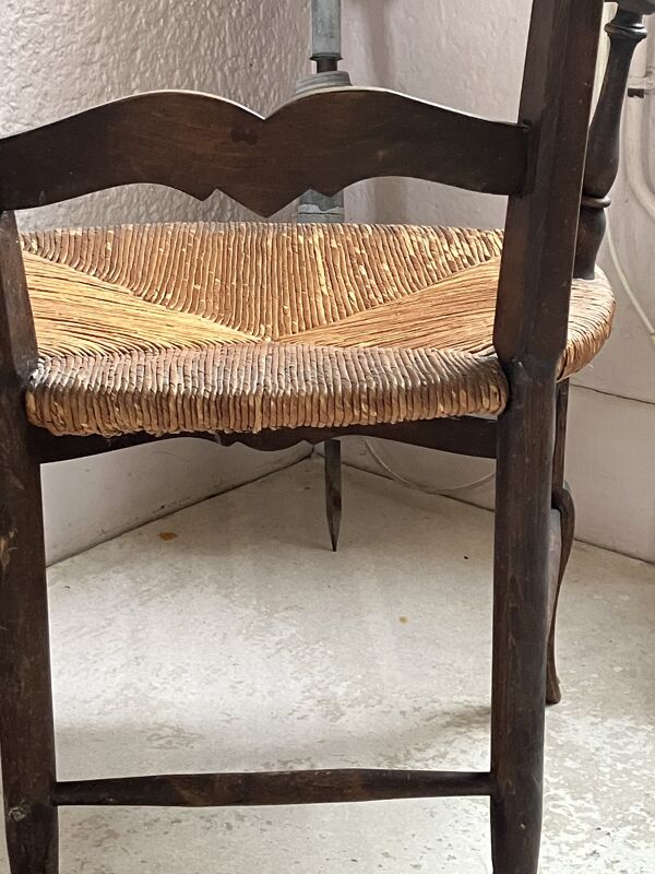 Fauteuil campagne paillé XIXème