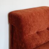 Rusty velvet low chair without arms