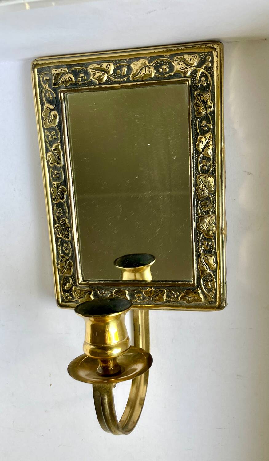 Vintage  Brass Wall mirrored Candle Sconce