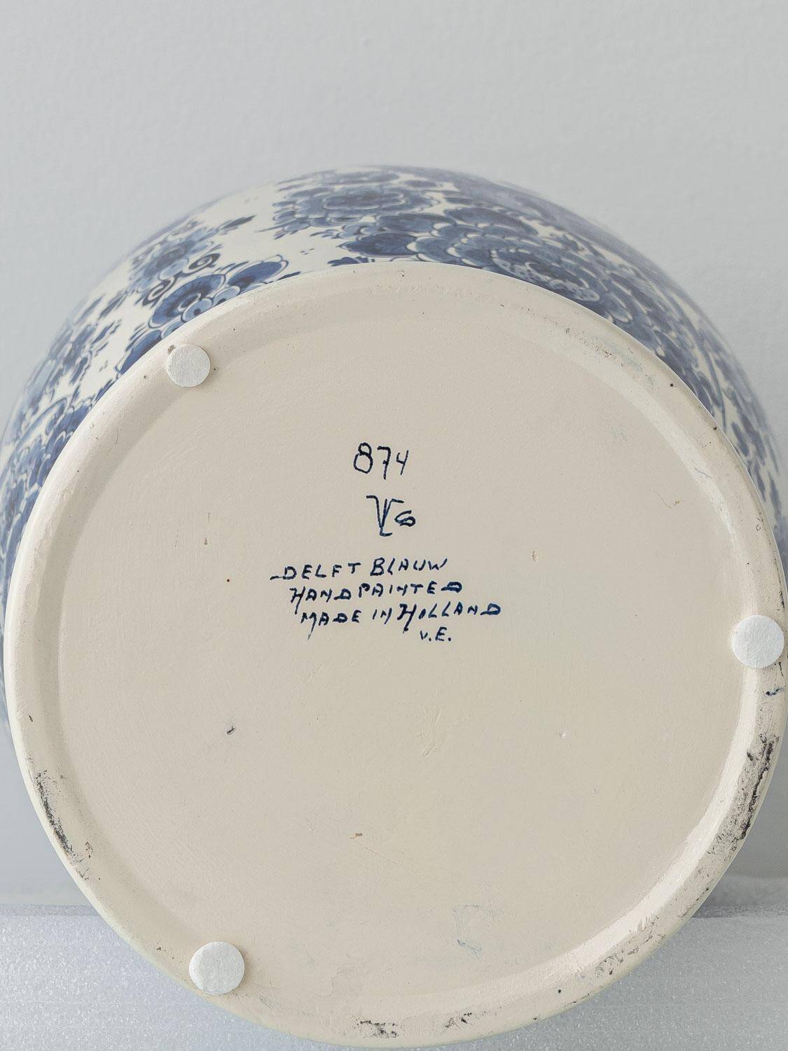 Monumental blue and white baluster vase from Delft, hand-painted, 1950s, Dutch.
